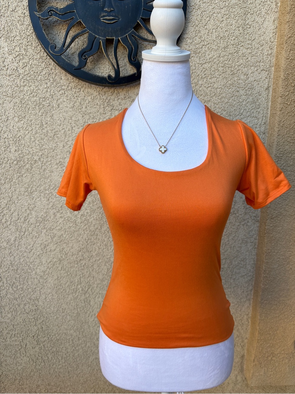Jova Orange Buttery Soft Scoop Neck Stretch Tee Casual Everyday